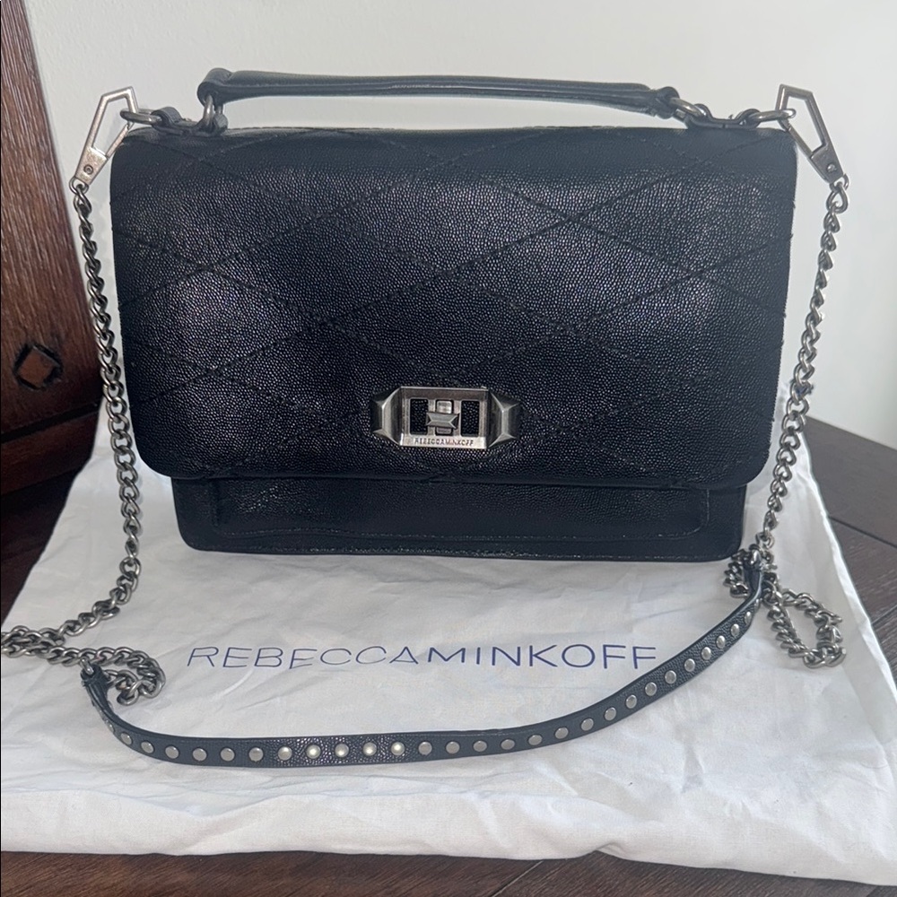 Rebecca Minkoff Black Crossbody Bag with Silver Chain